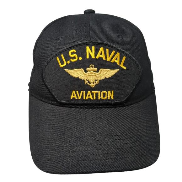 U.S. Naval Aviation Strapback Baseball Cap Black One Size Adjustable Nissi - Picture 1 of 9